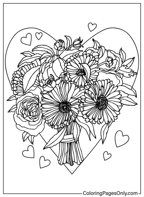 Flower Bouquet Color Page Free Printable Coloring Pages