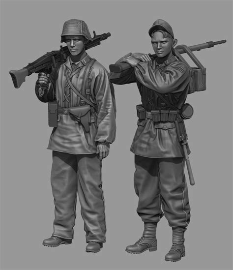 Panzer Art Fi Waffen Ss Mg Team Set Scale Figures