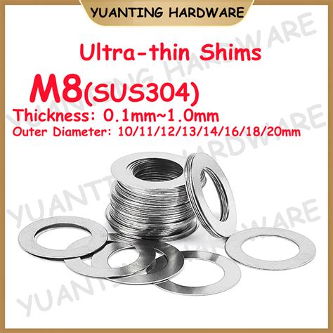 M8 Din988 Sus304 Stainless Steel Shim Plain Washers Adjusting Ultra