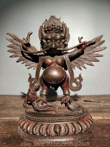 11 6 Old Tibet Buddhism Bronze Redpoll Winged Garuda Bird Eagle Buddha