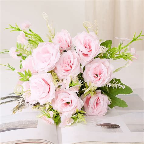 Egnmcr Artificial Flowers Beautiful Artificial Silk Fake Flowers Wedding Valentines Bouquet