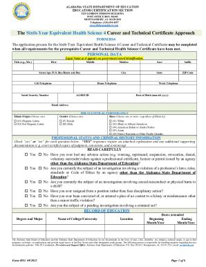 Fillable Online Form Hs Sixth Year Equivalent Healther Science Form