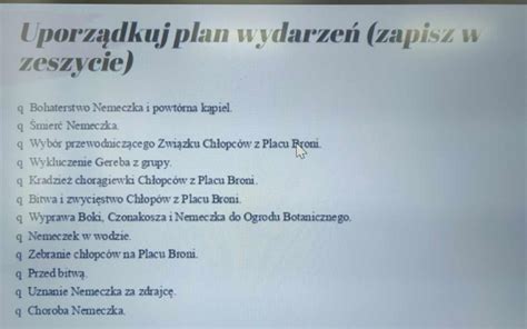 plan wydarzń Chłopcy z Placu Broni Brainly pl