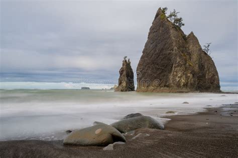 Rialto Beach Sea Stacks and Long Exposure Stock Photo - Image of ...