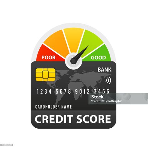 Credit Score Chart Or Pie Chart With Realistic Credit Card Flat ...