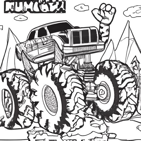 Monster Truck Competition Crush Coloring Page Creative Fabrica