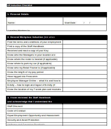 17+ Sample Induction Checklist Template - PDF, Word Format Download ...