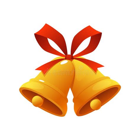 Sino De Natal Dourado Ilustra O Vermelha Do Vetor Do Cone Dos