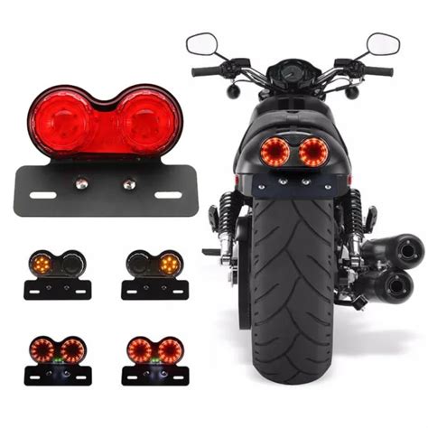 Universal Motorcycle LED Twin Dual Tail Turn Signal Brake License Plate