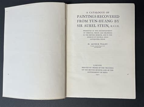 A Catalogue Of Paintings Recovered From Tun Huang By Sir And Aurel Stein