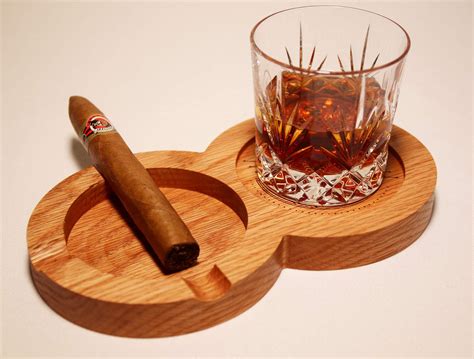 Buy The Kentucky Double Solid Oak Cigar Ashtray Coasterwhiskey Glass Tray And Cigar Holder