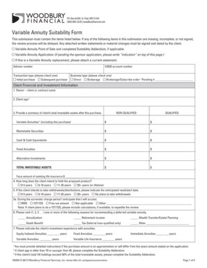 Fillable Online Variable Annuity Suitability Form Fax Email Print