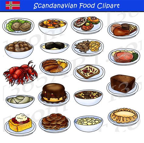 Scandinavian Food Clipart Set Download - Clipart 4 School