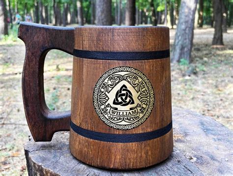 Viking Wooden Beer Mug Viking Floki Mug Compass Tankard Etsy