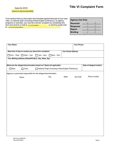 Washington Title Vi Complaint Form Fill Out Sign Online And Download Pdf Templateroller