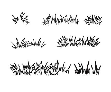 Grass Doodle Outline Collection Hand Drawn Style Illustration Grass ...