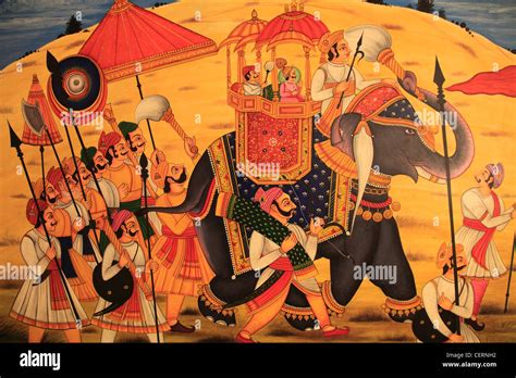 India Rajasthan Jaipur Umaid Bhawan Hotel Wall Painting