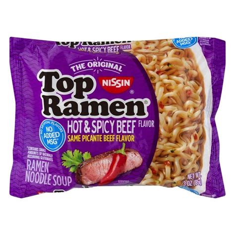 Nissin Top Ramen Ramen Noodle Soup Hot Spicy Beef Oz Instacart