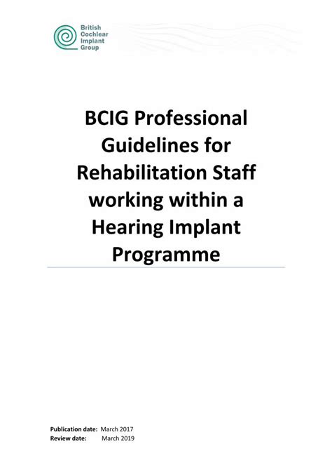 Pdf Bcig Professional Guidelines For Rehabilitation Staff