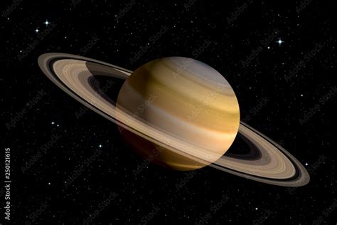 Realistic 3d rendering of Saturn planet with With its rings. Space ...