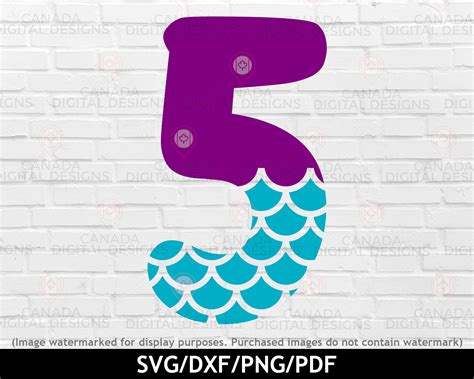 Mermaid Number 5 Svg Mermaid 5th Birthday Svg Birthday Etsy