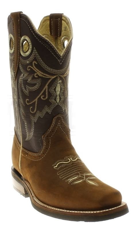 Botas Vaqueras Roper Rodeo Nobuck Chata Suela Hule En