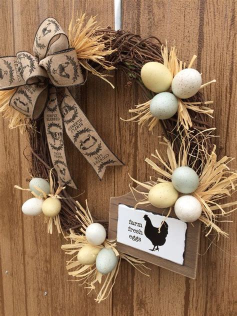 Egg Wreath Farm Fresh Eggs Wreath Farmhouse Wreath Year Etsy