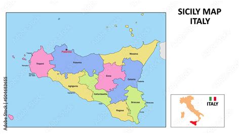 Sicily Map State And District Map Of Sicily Political Map Of Sicily