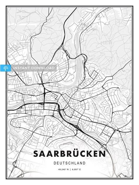 SaarbrÜcken Saarbrucken Germany Modern Map Print Template In