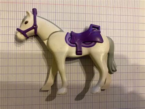 Playmobil Cheval Blanc Et Gris Selle Licol