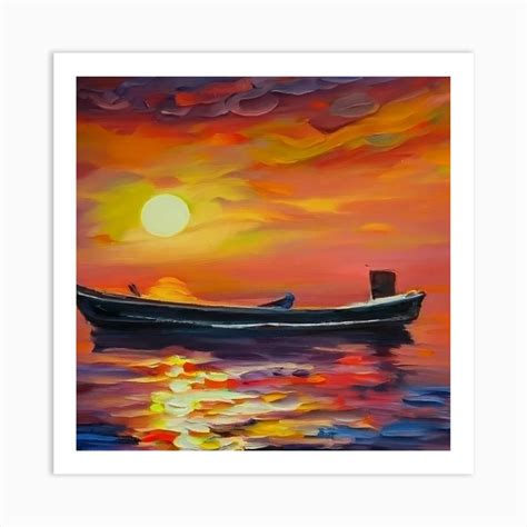 Sunset Boat Art Print by AleR2007 - Fy