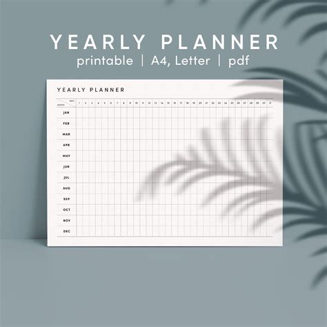 Yearly Planner Printable Printable Yearly Planner Yearly - Etsy