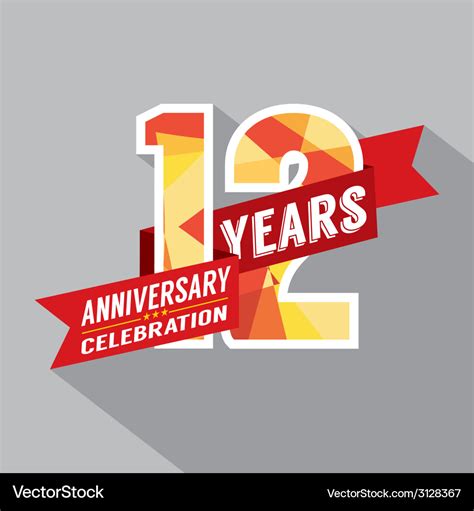 12th Years Anniversary Celebration Design Vector Image