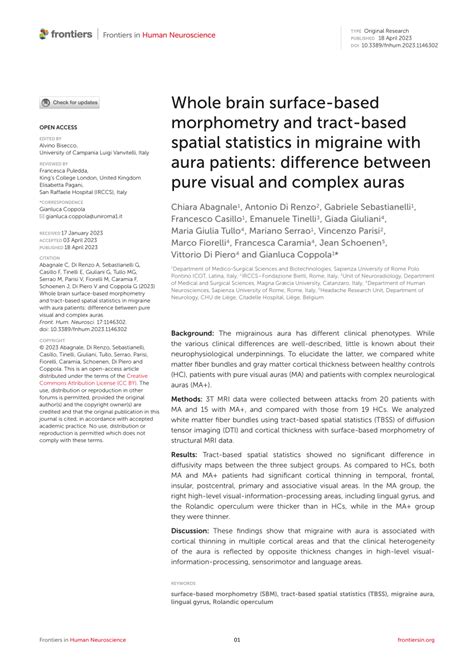 Pdf Whole Brain Surface Based Morphometry And Tract Based Spatial