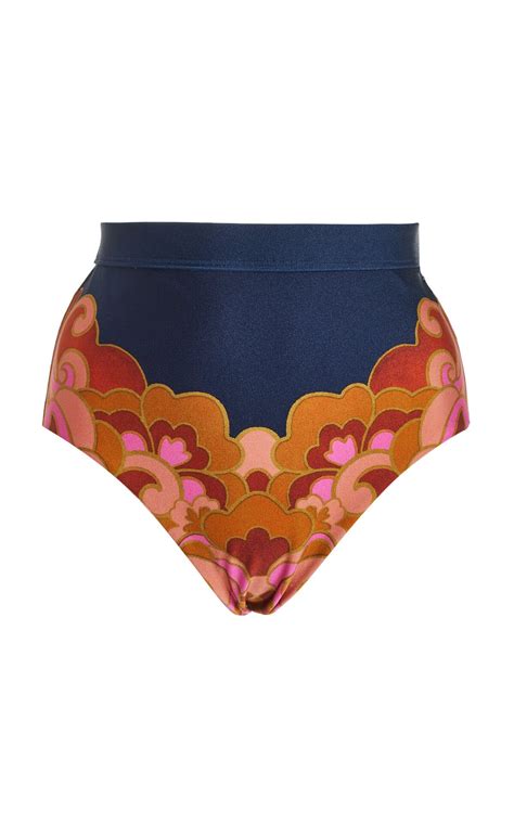 Zimmermann Acadian High Waisted Bikini Bottoms Navy Editorialist