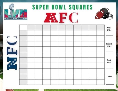 Super Bowl Squares AFC - Football Game Board