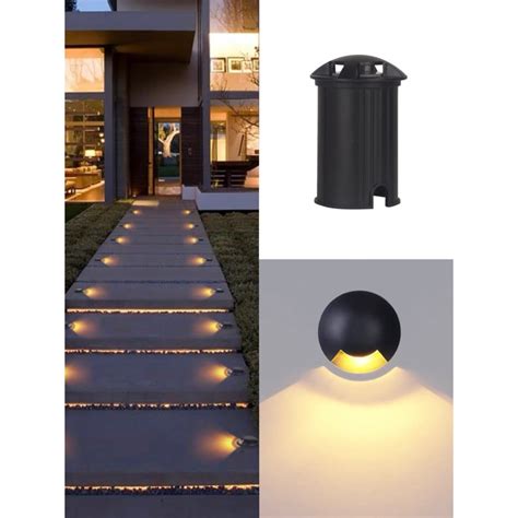 Balizador Piso Embutido Preto Balizador Escada Led 1 Facho Externo