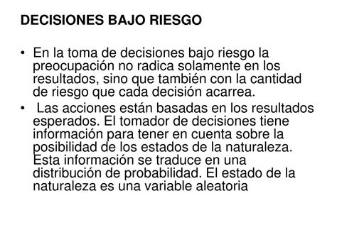 Ppt Toma De Decisiones Bajo Riesgo E Incertidumbre Powerpoint Otosection