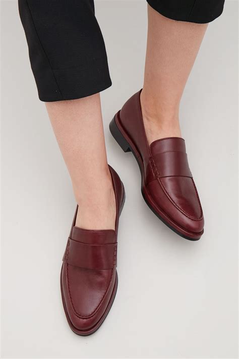 Cos Image 8 Of Classic Leather Loafers In Maroon Minimalist Shoes