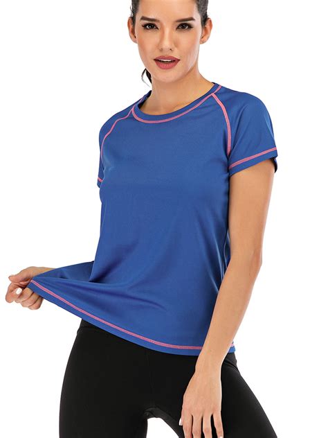 Womens Plus Size Short Sleeve Tee Yoga Shirt Workout Tunics Tops M 4xl Whitepurplered