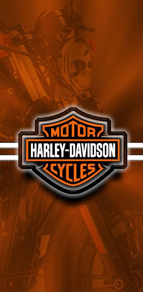 The Harley Davidson Logo Is Shown On An Orange And Black Background