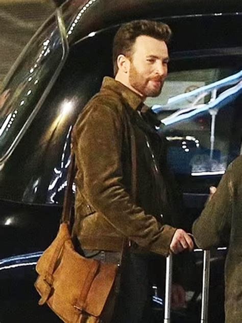 Chris Evans Ghosted Brown Leather Jacket