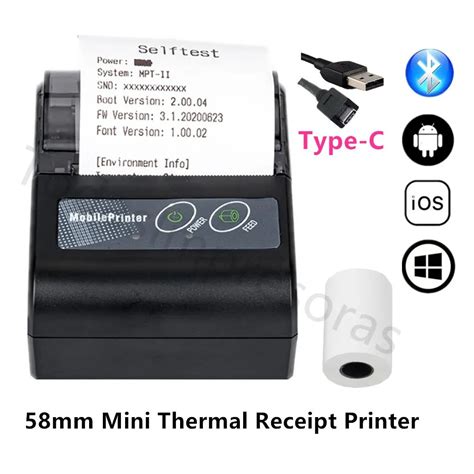 Imprimantes DC5V Impressora Mini Imprimantes De Reçus Thermiques TypeC