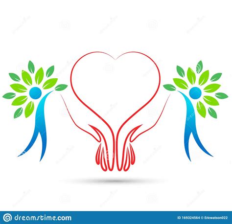 People Tree Green Leaf Hands and Hearts Logo. Stock Vector ...