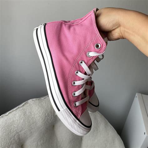 pink converse high top sneakers - like new, great... - Depop