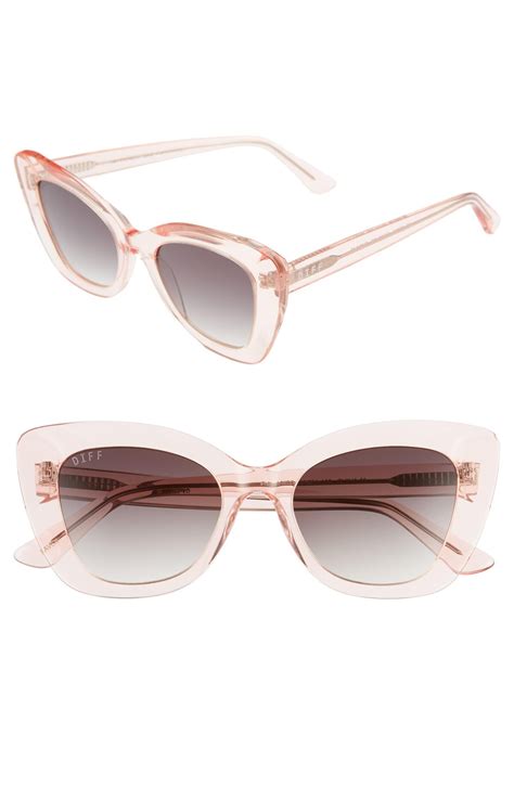 Diff Wo Raven 52mm Cat Eye Sunglasses Crystal Rose Grey Editorialist