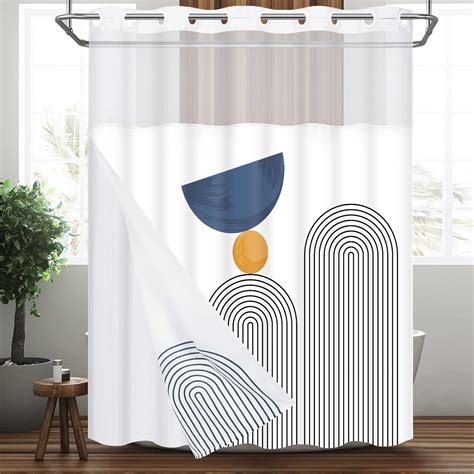 Amazon Likiyol Boho No Hook Shower Curtain With Snap In Liner