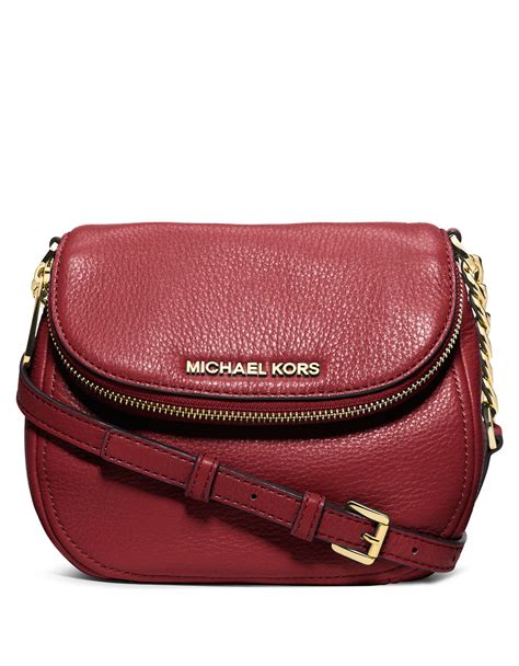 Michael Michael Kors Bedford Leather Flap Crossbody Bag In Red Claret