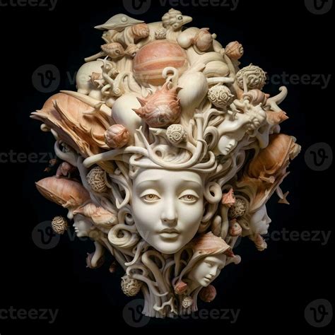 Eerie Shell Portrait Modern Art Meets Stylized Brut Generated By Ai