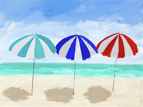 Beach Umbrella Trio Painting By Julie Derice Fine Art America